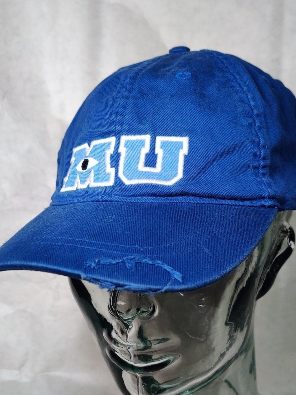 Disney Parks Pixar Monsters Inc. University Dad Hat Distressed Cotton Blue Adult
